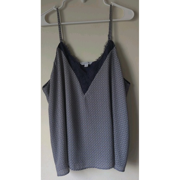 Ophelia & Co. Tops - Ophelia Roe Women's Plus Cami  Blue/White Geometric Print Adjustable Strap Sz 1X
